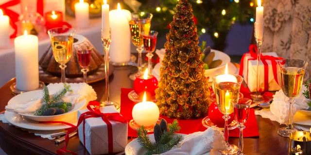 Traditionally decorated christmas table